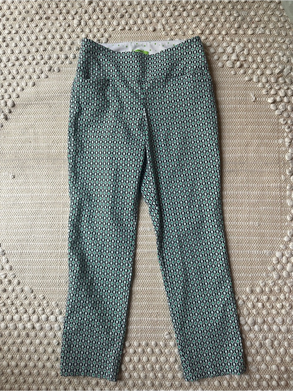 Swing Control Women’s Golf Pants Size 10 Black White Green Stretch Pull On